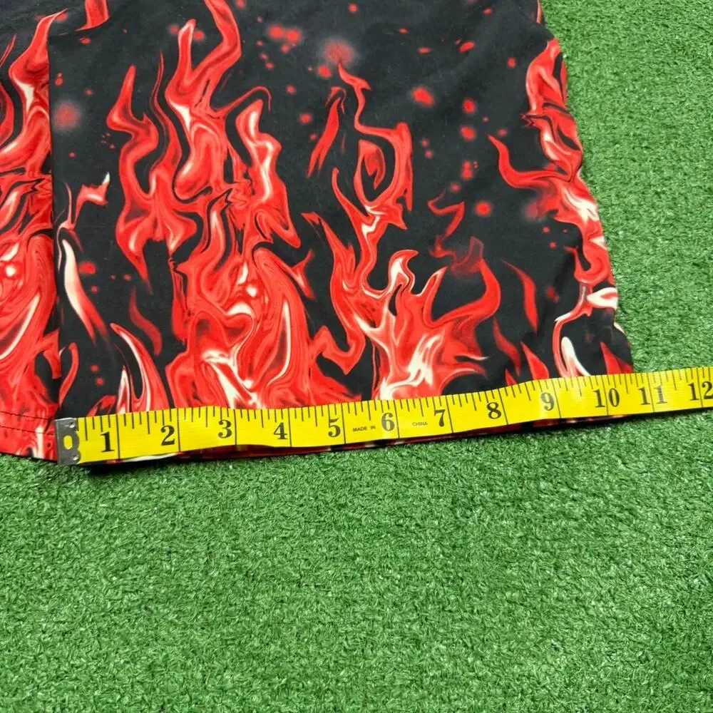 Nike Swim Trunks Black Red Flame Graphic Y2K Shorts Mens M Beach Surf Summer